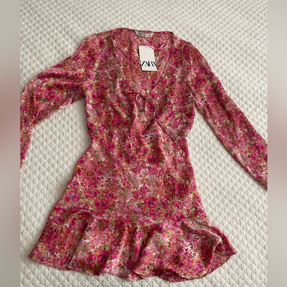zara pink floral dress